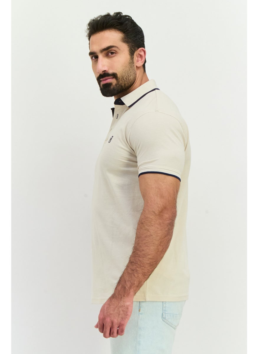 CROSSHATCH Men Regular Fit Brand Logo Short Sleeves Polo, Off White  - Image 2