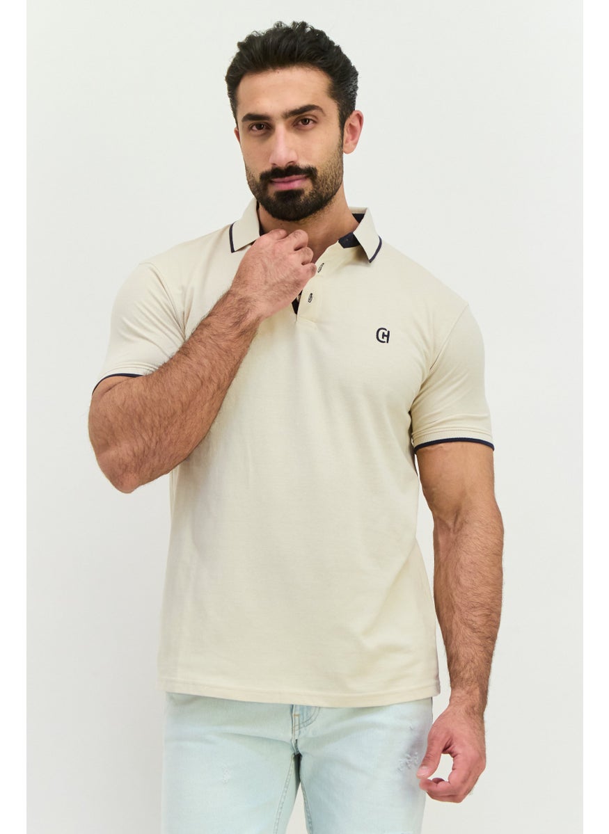 CROSSHATCH Men Regular Fit Brand Logo Short Sleeves Polo, Off White  - Image 1