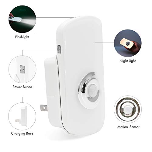 Sensky 3-in-1 Motion Sensor Night Light Plug in, Rechargeable Flashlight, Emergency Night Light for Bedroom, Bathroom, Living Room, Stairways, Hallways - Image 3