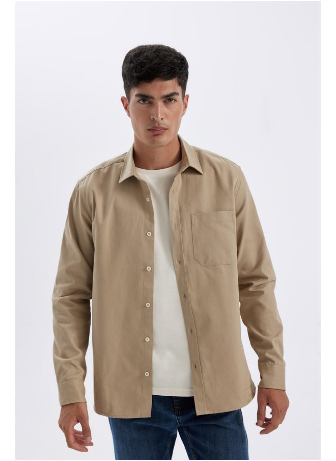 DeFacto - Man Woven Regular Fit Polo Neck Long Sleeve Shirt - Image 1