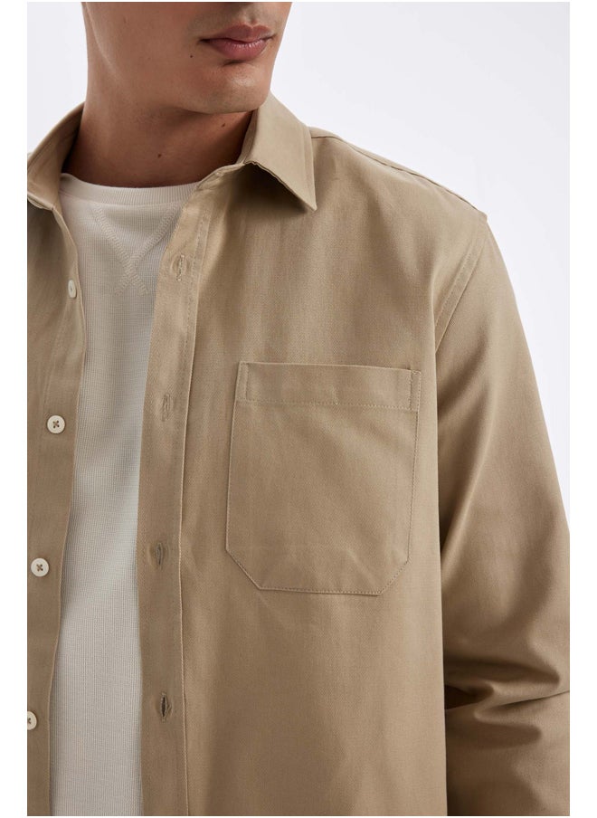 DeFacto - Man Woven Regular Fit Polo Neck Long Sleeve Shirt - Image 1
