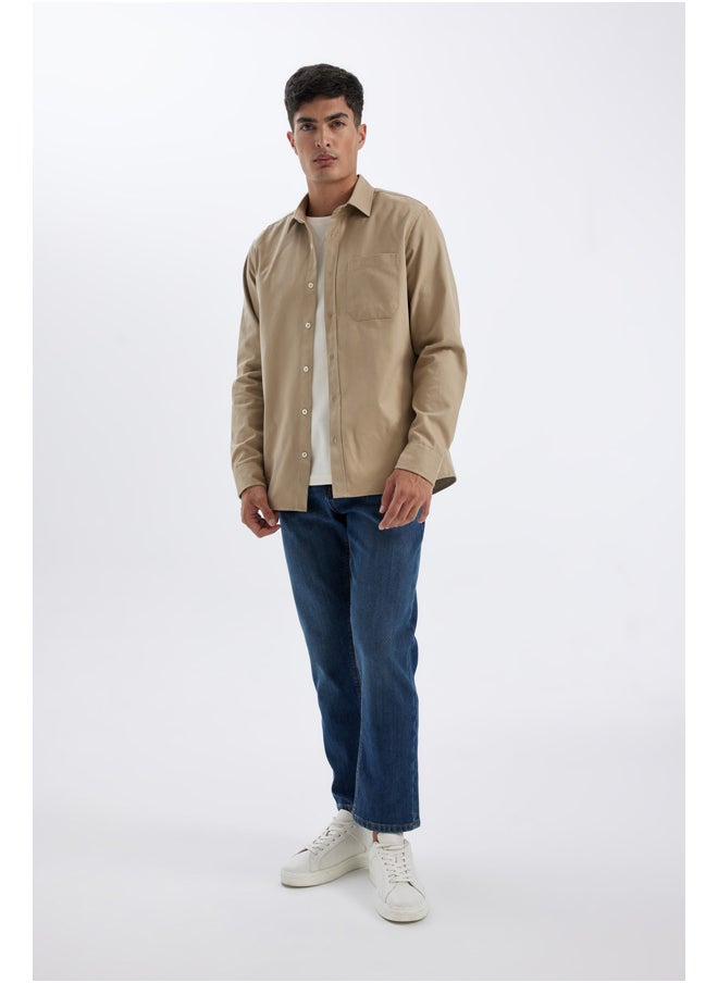DeFacto - Man Woven Regular Fit Polo Neck Long Sleeve Shirt - Image 1