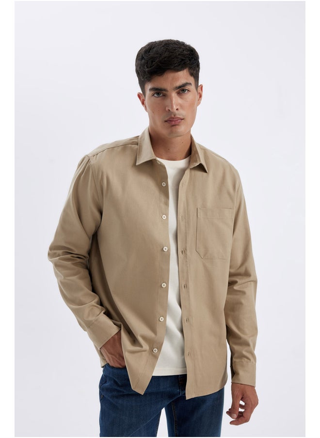 DeFacto - Man Woven Regular Fit Polo Neck Long Sleeve Shirt - Image 1