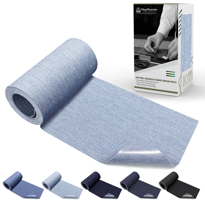 KING MOUNTAIN Ironon Repair Patch3x60100 Cotton Denim Ironon Repair Patch Jeans and Clothing Repair and Decoration Kit Light Blue