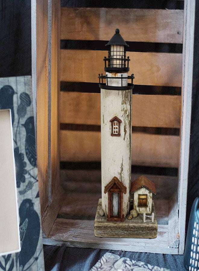 Attraction Design Wooden Lighthouse Decor with Light, Decorative Nautical Lighthouse Rustic Ocean Sea Beach Themed Lighthouse Decoration, Handcrafted Tabletop Nautical Themed Home Decor Bathroom Decor - Image 3
