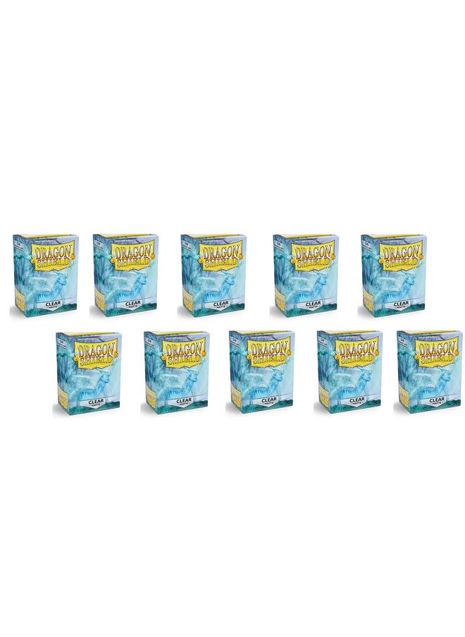 dragon shield - Matte Clear Standard Size Card Sleeves Display Box [10 Packs] - Image 1