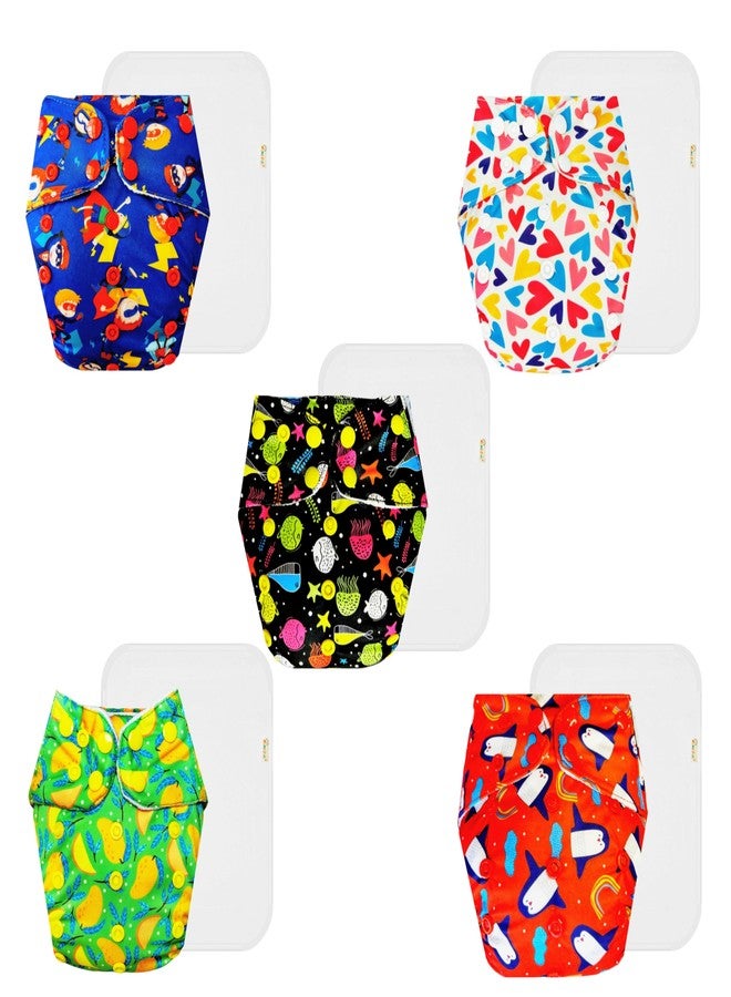 Dumbledo Premium Cloth Diaper with Cotton Insert (Pack of 5) | Soft & Gentle | Breathable | Quick Dry | All-Day Wear | 3 Months - 3 Years | Unisex Baby - Image 1