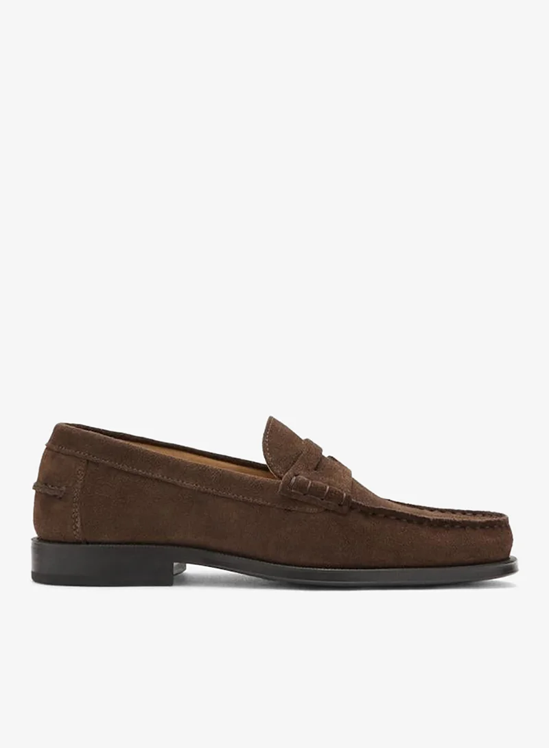 Split leather moccasin