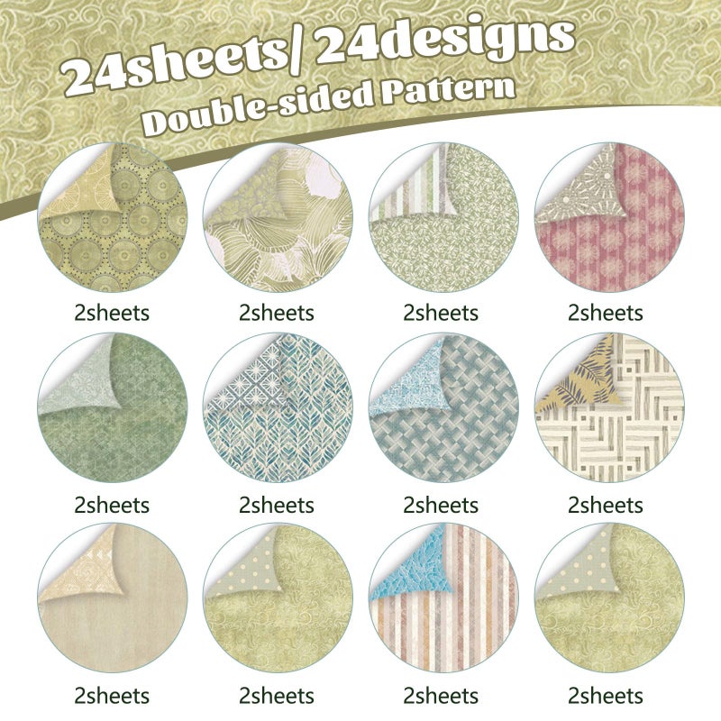 MIATTCLD ورق سكرابوك MIATTCLD 12x12 خلفية باستيل لعمل السكرابوك، 24 ورقة/24 تصميم ورق حرفي مزخرف مزدوج الجوانب لألبومات يوميات الهوايات وبطاقات DIY وزينة الألبومات - Image 3
