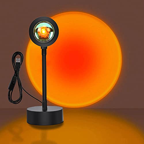 LEKEONE Sunset Lamp Projection, Sunset Night Light Rainbow Projector 180° 16 Color Changing 4 Modes, Vlog, Photography, Decorative, Party Decor, Gift for Women(16 Color) (Rainbow Colors) (Sunset red) - Image 1