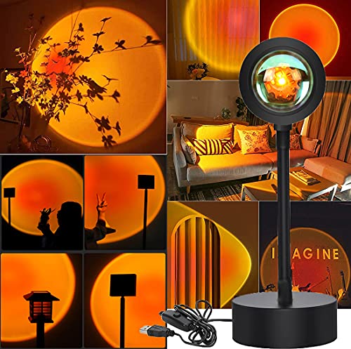 LEKEONE Sunset Lamp Projection, Sunset Night Light Rainbow Projector 180° 16 Color Changing 4 Modes, Vlog, Photography, Decorative, Party Decor, Gift for Women(16 Color) (Rainbow Colors) (Sunset red) - Image 4