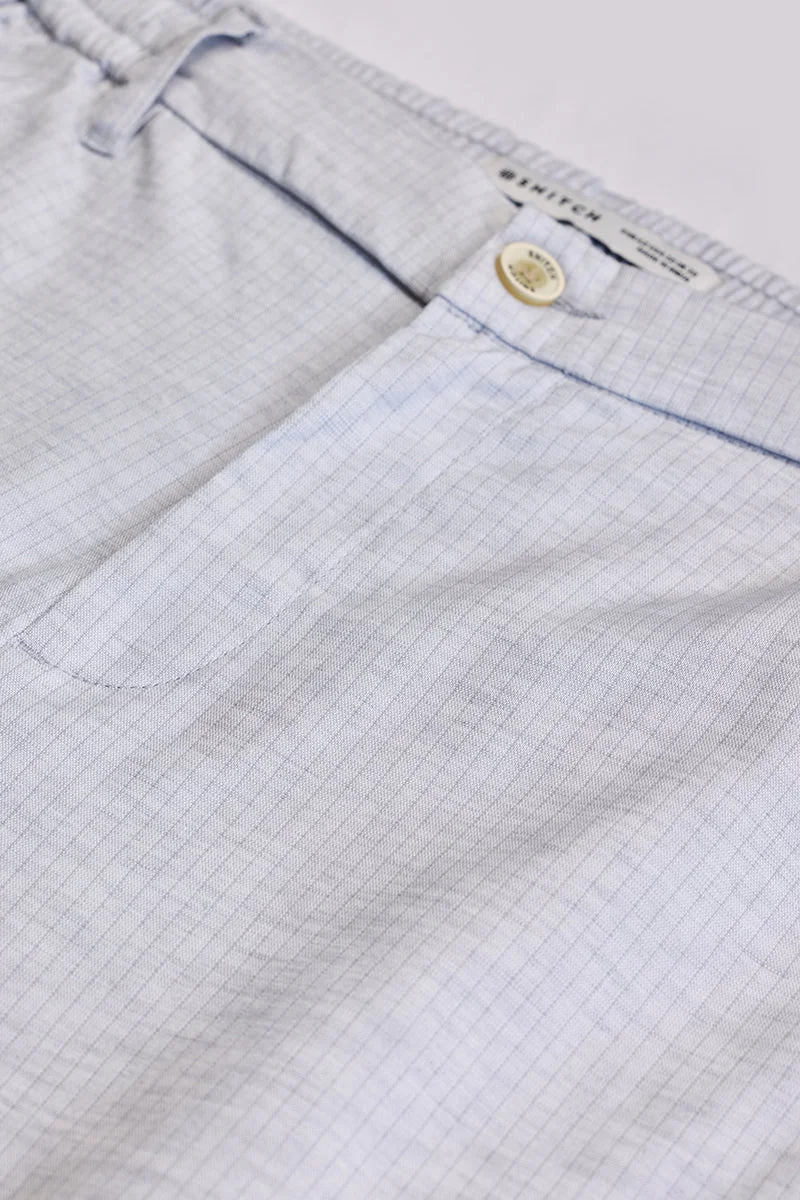 سنيتش Light Grey Textured Slim Fit Formal Trousers