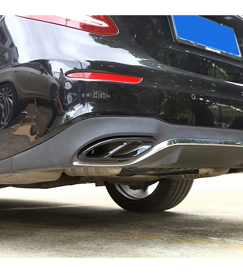 1 Pair Black External Exhaust Pipe Muffler Cover Rear Bumper Cylinder Decorative Trim For Mercedes Benz A B C E Cla Glc Gle Gls W205 W213 X253 - Image 5