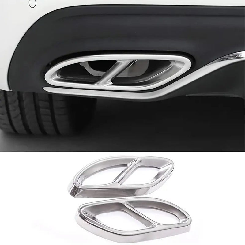 1 Pair Black External Exhaust Pipe Muffler Cover Rear Bumper Cylinder Decorative Trim For Mercedes Benz A B C E Cla Glc Gle Gls W205 W213 X253 - Image 1