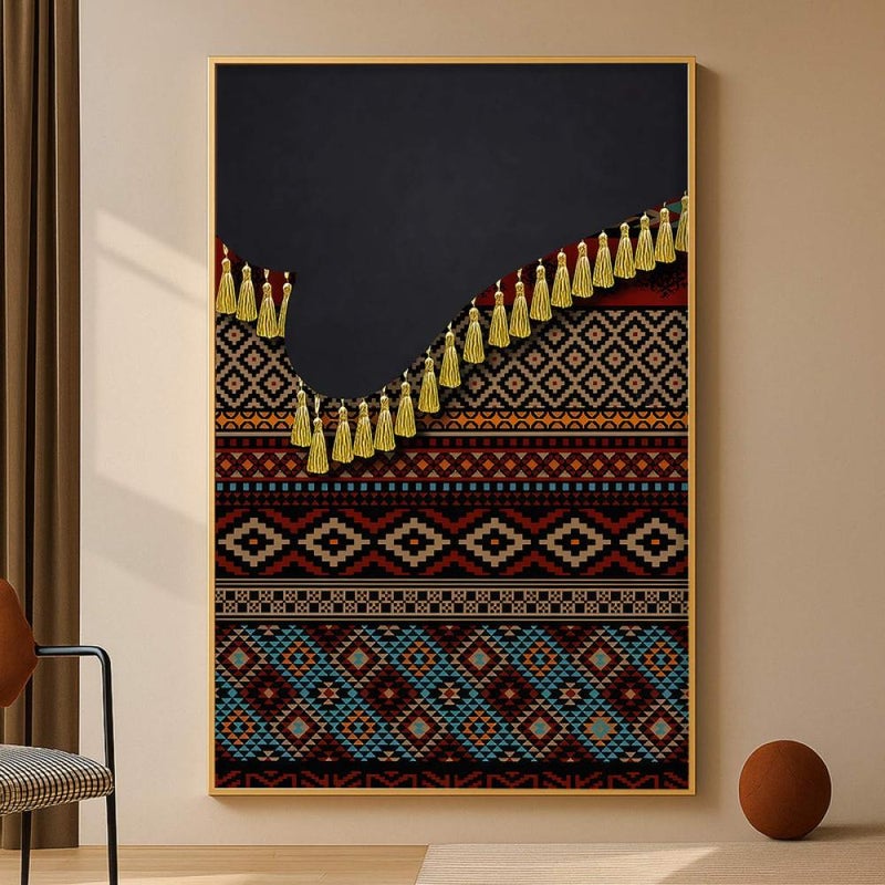 Marktna Canvas painting with a traditional art design and a hollow frame, measuring (120x80), one piece - Image 2