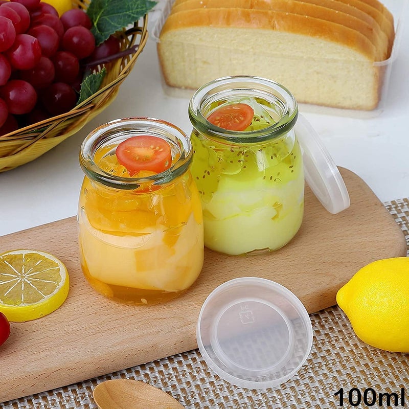 HEYOL Transparent Pudding Jar With Lid 6 pcs Yogurt Jar For Dessert Small Glass Bottles Desserts Decorations 100ML - Image 3