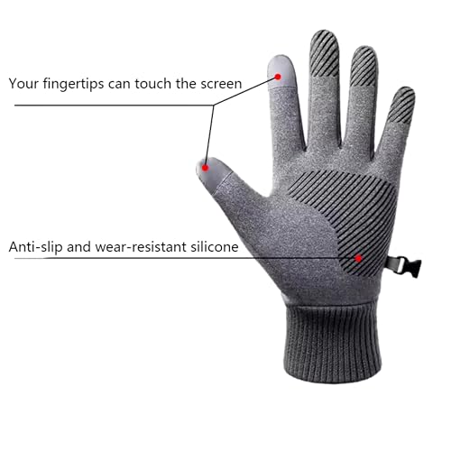 HHADEK Insulated Riding Gloves for Men & Women, Thermal Cold Weather Gloves for Men, Warm Winter Sports Gloves, Touch Screen Gloves, Thermal Gloves for Outdoor Activities (Silver, XL) - Image 5