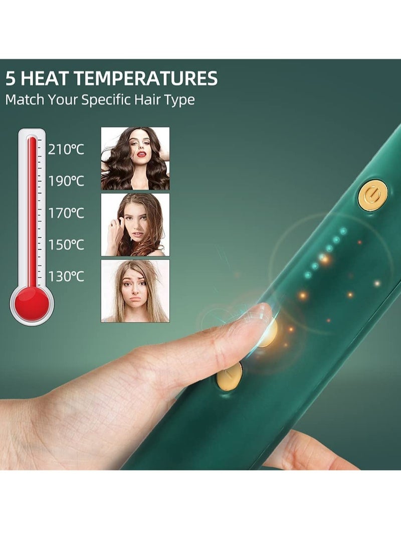 Professional Brush Hair Straightener Ceramic Electric Straightening Beard Brush Fast Heating Curler Straightener Comb Styler (Green) - Image 2