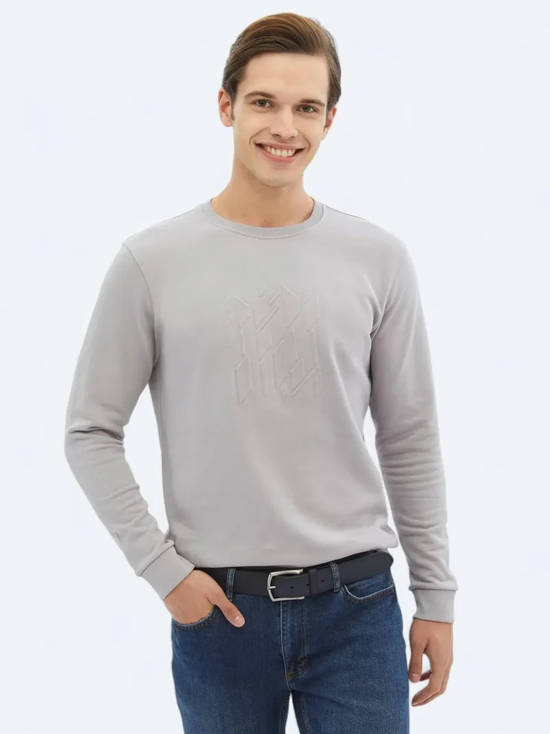 كيب سويت شيرت رمادي برقبة دائرية