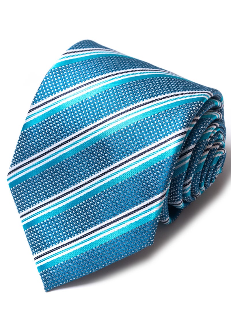 Blue Striped Polyester Necktie
