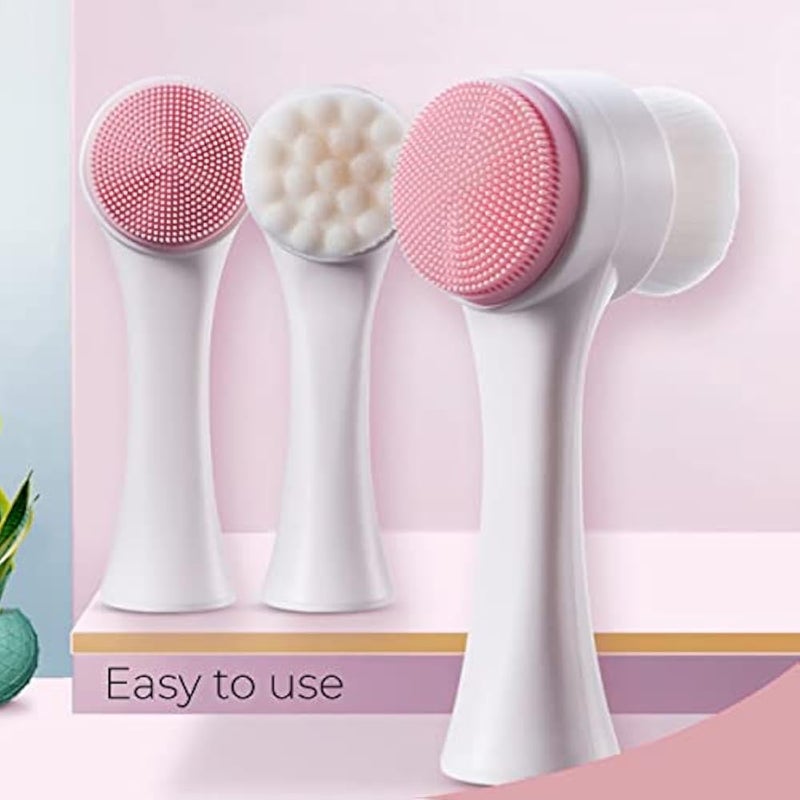 MAPPERZ Manual Facial Cleansing Brush, 2-in-1 Skin Care face Brush, Silicone Facial Scrubber Manual Dual Face Wash Brush for Deep Pore Exfoliation Massaging, Random Color, Pack Of 1 - Image 4
