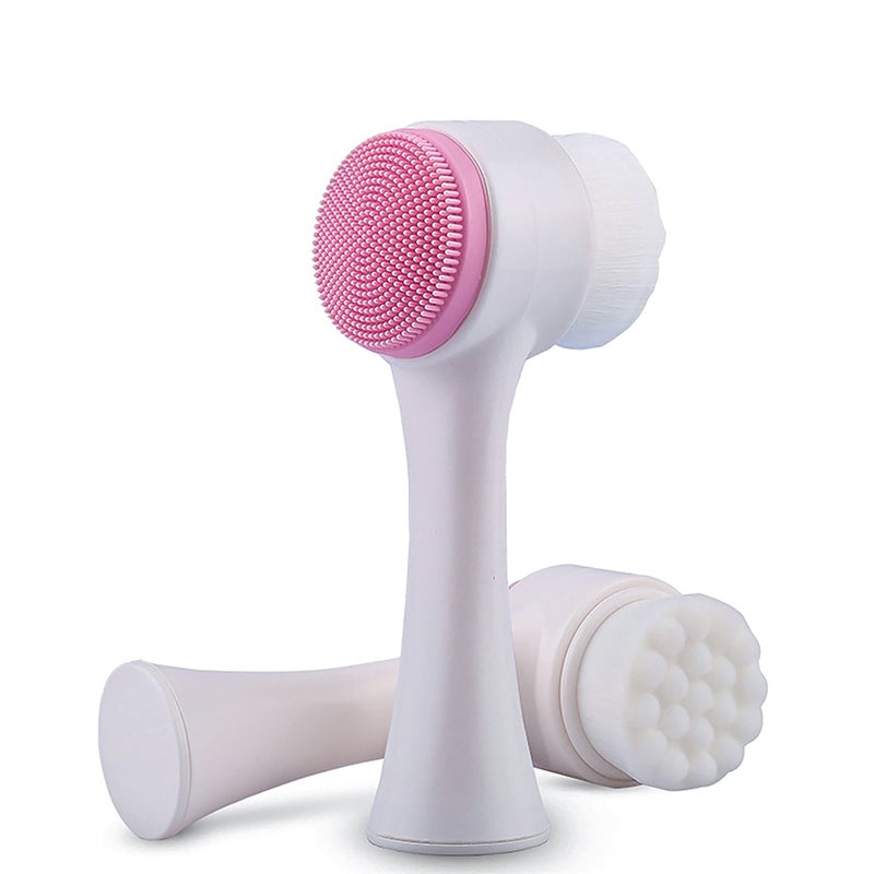 MAPPERZ Manual Facial Cleansing Brush, 2-in-1 Skin Care face Brush, Silicone Facial Scrubber Manual Dual Face Wash Brush for Deep Pore Exfoliation Massaging, Random Color, Pack Of 1 - Image 1