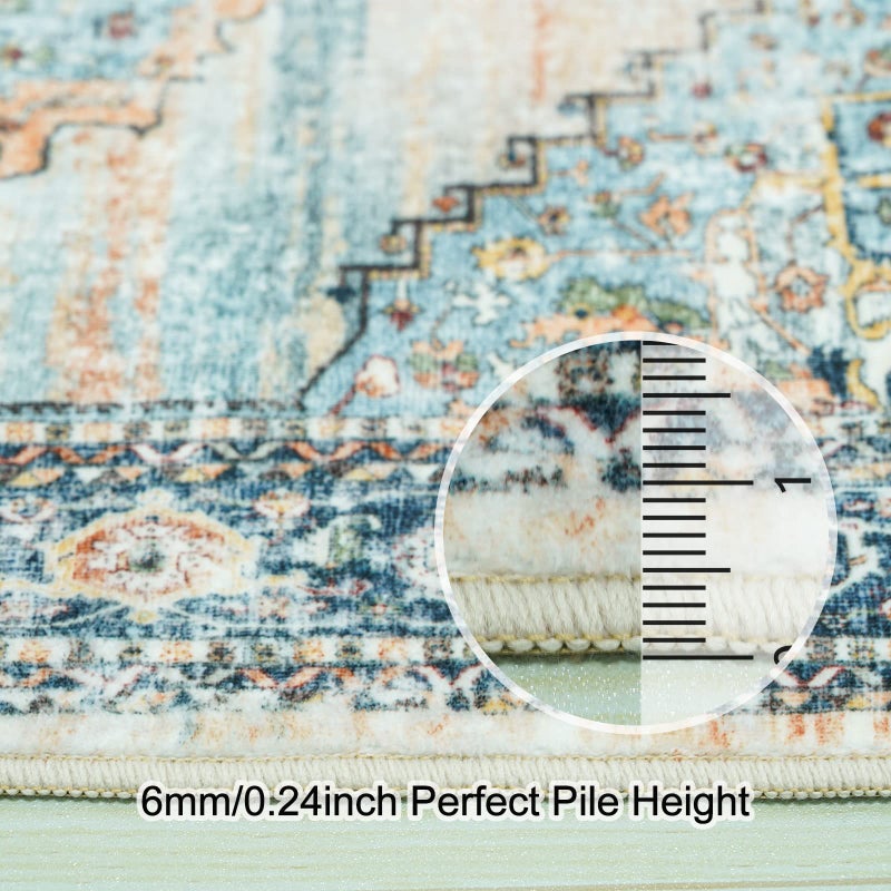 TOPRUUG Washable Runner Rug 2x12 - Hallway Runner Rug Kitchen Rugs and Mats Non Skid Washable Waterproof Carpet Runner for Living Room Bedroom Bathroom (Blue, 2X12) - Image 5