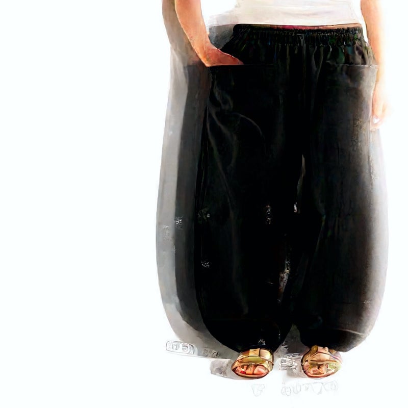 Women's Casual Jogger Pants with Pockets Elastic Waist Drawstring Long Trousers - Image 2