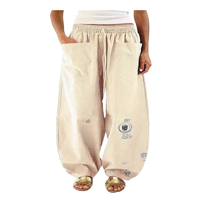 Women's Casual Jogger Pants with Pockets Elastic Waist Drawstring Long Trousers - Image 1
