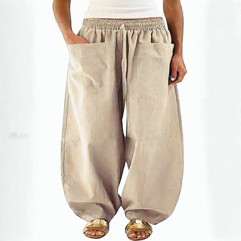 Women's Casual Jogger Pants with Pockets Elastic Waist Drawstring Long Trousers - Image 5