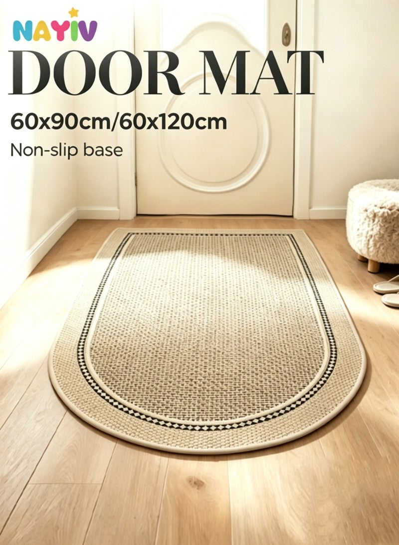 Door Mats Non-Slip Doormat Entry Mat Handwoven Linen Cotton Washable Non-Slip Entry Rugs Dirt Trapping Rugs for Entryway  ear Resistant Rugs Multiple Use Welcome Mats Easy to Clean  Half Circle Rug for Office/Home Machine Washable Office Chair Mat 60x90cm/60x120cm - Image 1