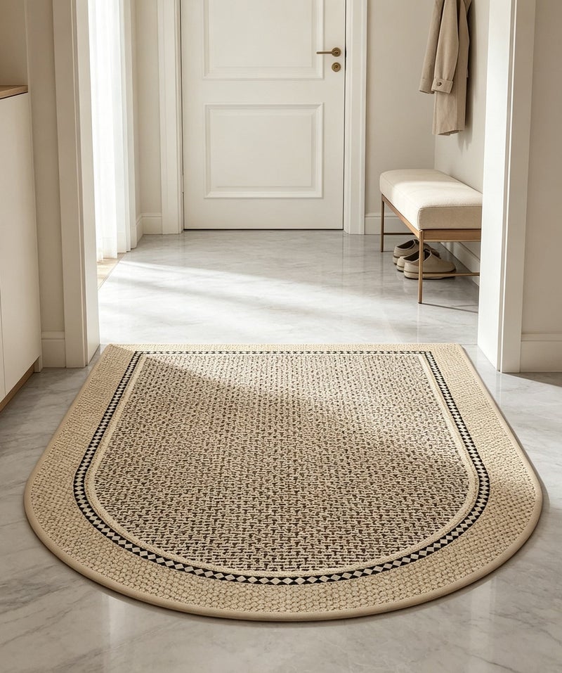Door Mats Non-Slip Doormat Entry Mat Handwoven Linen Cotton Washable Non-Slip Entry Rugs Dirt Trapping Rugs for Entryway  ear Resistant Rugs Multiple Use Welcome Mats Easy to Clean  Half Circle Rug for Office/Home Machine Washable Office Chair Mat 60x90cm/60x120cm - Image 2