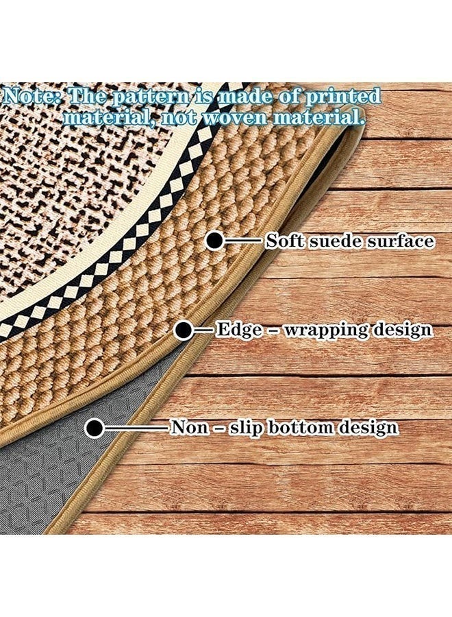 Door Mats Non-Slip Doormat Entry Mat Handwoven Linen Cotton Washable Non-Slip Entry Rugs Dirt Trapping Rugs for Entryway  ear Resistant Rugs Multiple Use Welcome Mats Easy to Clean  Half Circle Rug for Office/Home Machine Washable Office Chair Mat 60x90cm/60x120cm - Image 5