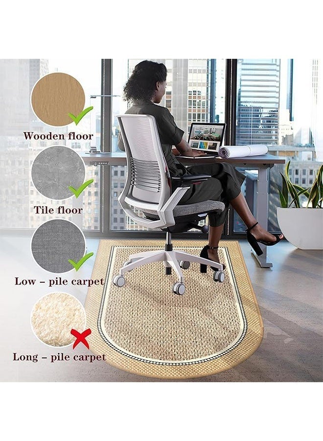 Door Mats Non-Slip Doormat Entry Mat Handwoven Linen Cotton Washable Non-Slip Entry Rugs Dirt Trapping Rugs for Entryway  ear Resistant Rugs Multiple Use Welcome Mats Easy to Clean  Half Circle Rug for Office/Home Machine Washable Office Chair Mat 60x90cm/60x120cm - Image 4
