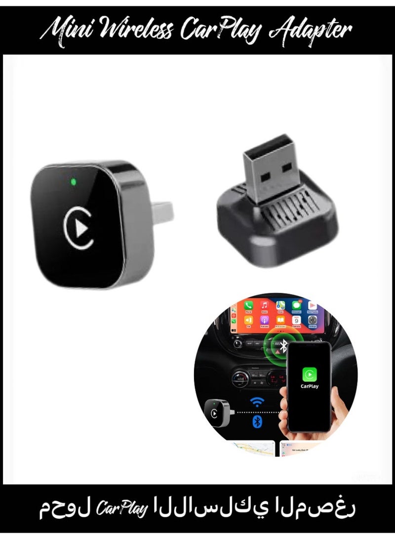 Mini Wireless CarPlay Adapter and Android Automatic Update by 2025, CarPlay Dongle 2-in-1 Converts Cables to Wireless, Wireless CarPlay Adapter Plug and Play USB/USB-C Port , Easy Use Fast Stable Connection (Black) - Image 1