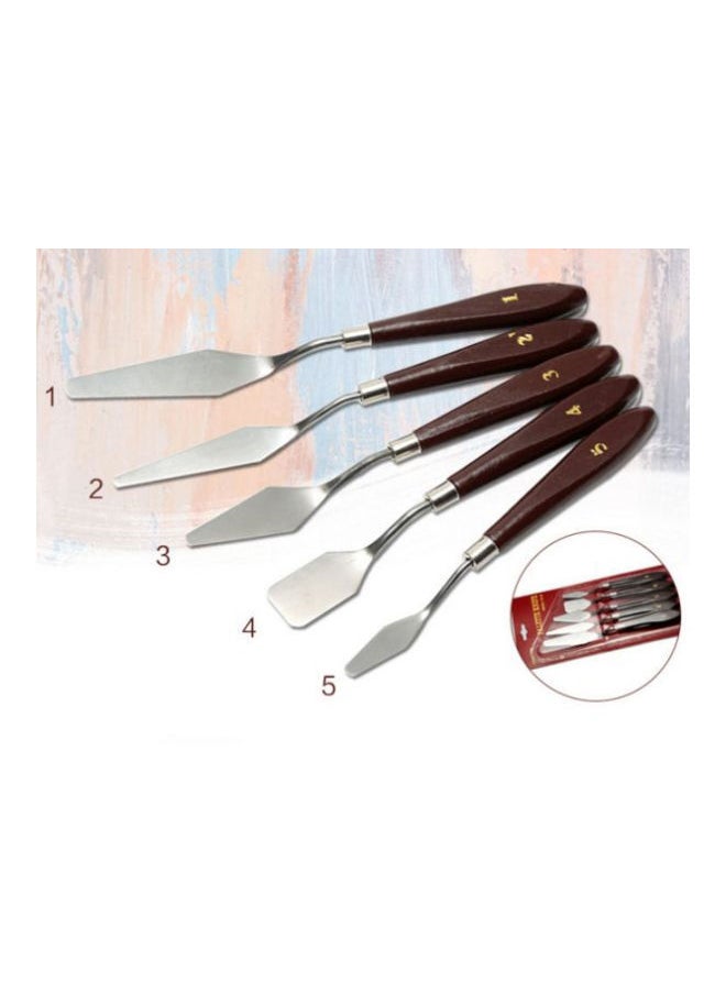 NIBEMINENT - 5-Piece Palette Scraper Knife Brown/Silver - Image 1