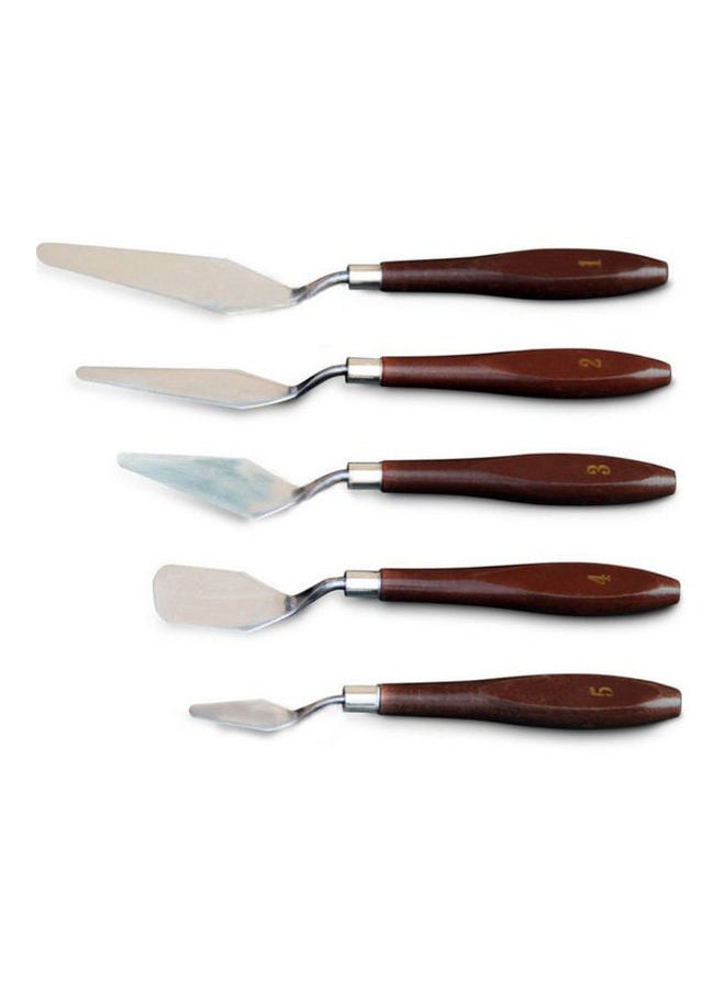 NIBEMINENT - 5-Piece Palette Scraper Knife Brown/Silver - Image 1