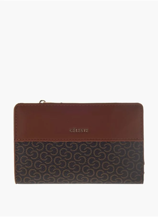 Celeste Womens Monogram Print Bi-Fold Wallet With Magnetic Closure