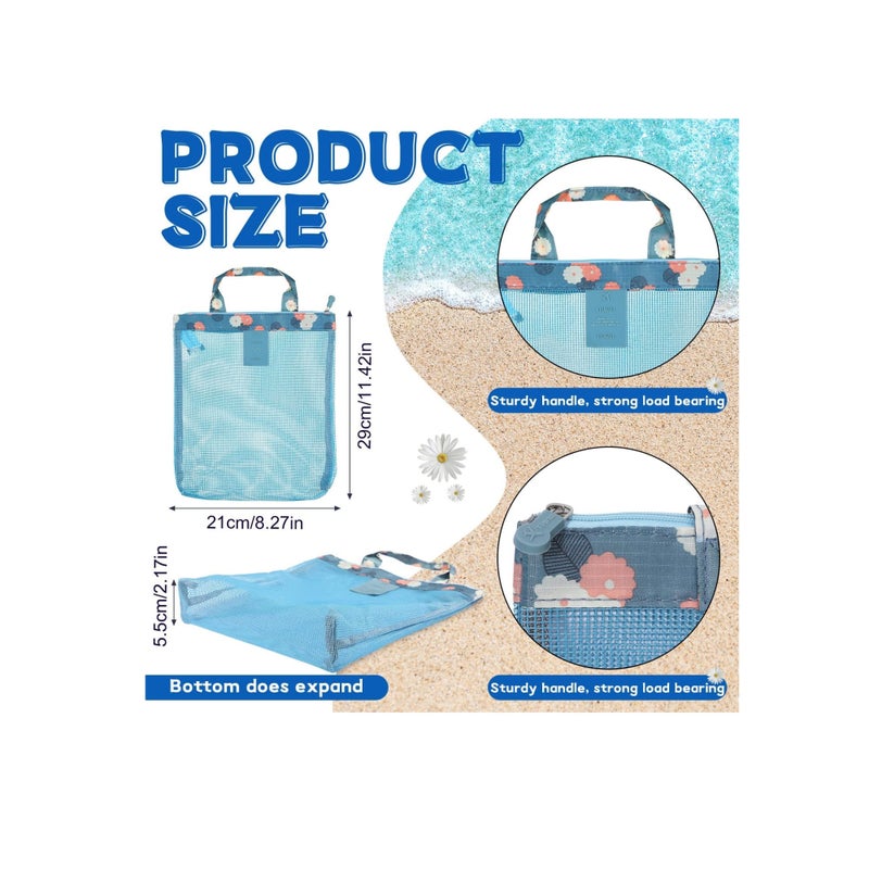 SOLARAE Mesh Beach Bag, Tote Backpack Toys, Classic Beach Bag with Zipper Pool Bag, Family Beach Tote, Children Toy Storage Bag, Foldable Mesh Tote Bags with Handles Travel Bag for Women Girls - Image 5