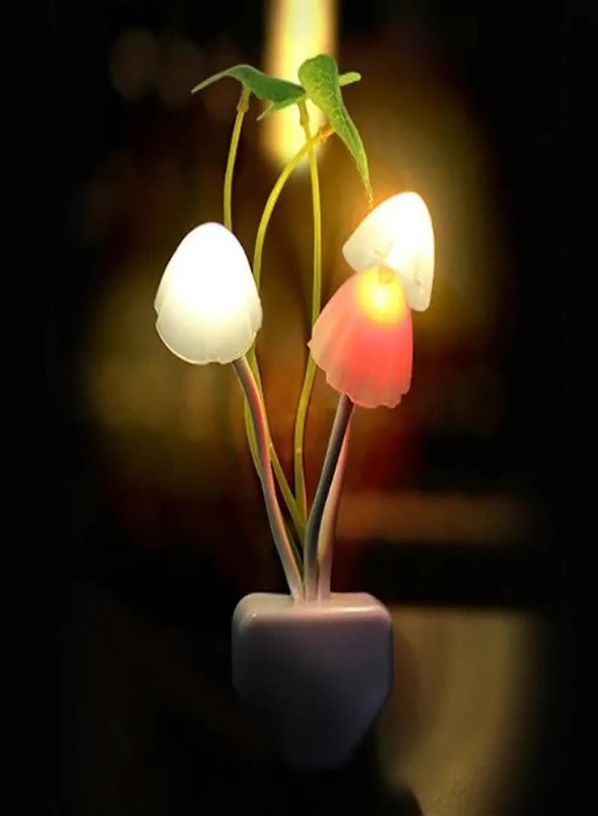 MaCare LED Mushroom Night Light with Color Changing Flowers, Decorative Sensor Lamp, White Base (1 Pcs) - Image 1