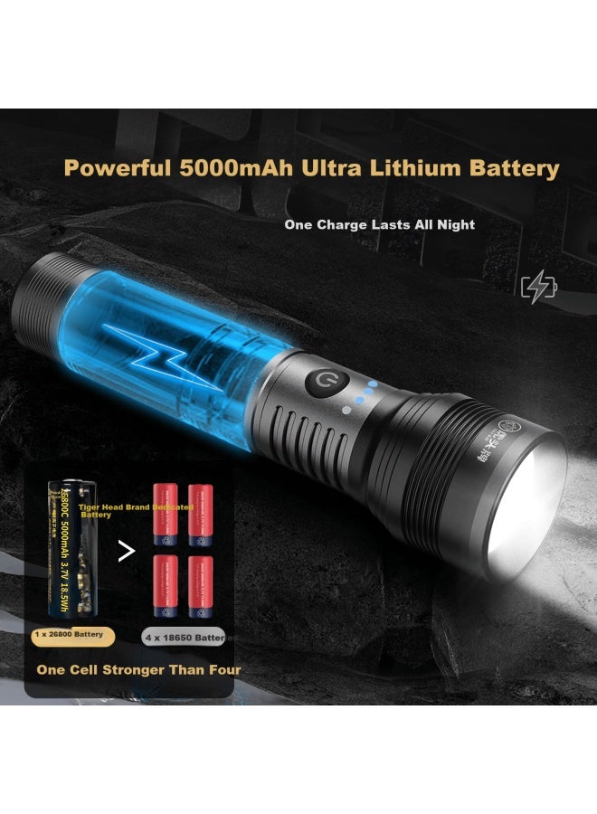 Tiger Head Flashlight High Brightness Zoomable Long Range 24-hour Ultra-long Battery Life Outdoor 10000mah Large Capacity J25-1 - Image 3