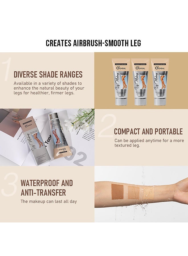 OCHEAL Waterproof Leg Makeup Cream, No Transfer Tattoo Cover Up&Scar Concealer, Long Lasting Body Foundation for Flawless Skin, Leg Varicose Vein Cover Up, Suitable All Skin Tones ( #01 Nature) - Image 4