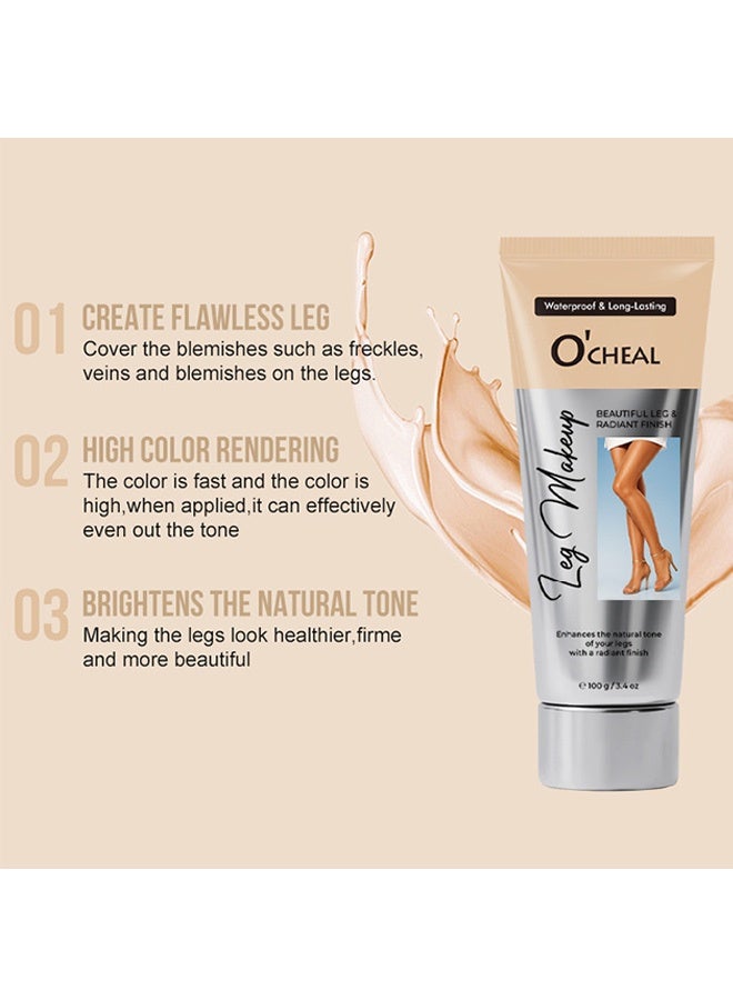OCHEAL Waterproof Leg Makeup Cream, No Transfer Tattoo Cover Up&Scar Concealer, Long Lasting Body Foundation for Flawless Skin, Leg Varicose Vein Cover Up, Suitable All Skin Tones ( #01 Nature) - Image 5