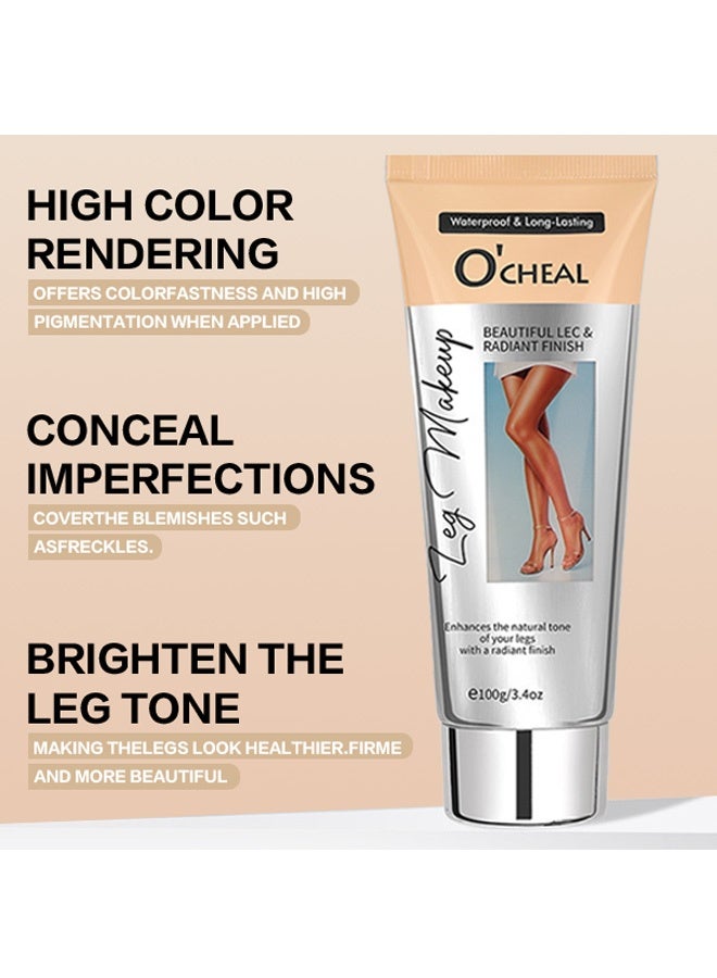 OCHEAL Waterproof Leg Makeup Cream, No Transfer Tattoo Cover Up&Scar Concealer, Long Lasting Body Foundation for Flawless Skin, Leg Varicose Vein Cover Up, Suitable All Skin Tones ( #01 Nature) - Image 3