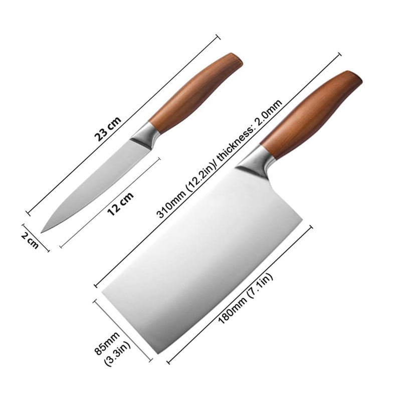 Captoola طقم سكاكين مطبخ من الفولاذ المقاوم للصدأ مع عصا شحذ وسكين تقطيع وسكين تقشير حادة لقطع اللحم - عبوة من 3 - Image 2