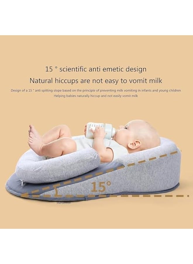 Baby Feeding Support Pillow, Anti Reflux Newborn Pillow, Reflux Breastfeeding Nursing Pad Mat for Reducing Spit-Up, Bottle Feeding (Grey) - Image 5