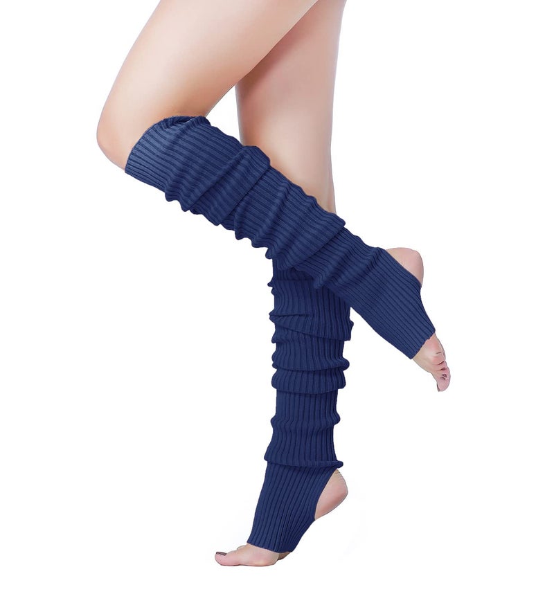 v28 Long Leg Warmer Womenâ€™s Men 80s Party Ribbed Knit Dance Sports (71navy) - Image 1