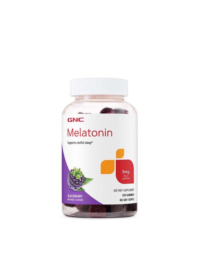 جي إن سي مكمل GNC Melatonin 5mg، يدعم النوم المريح، التوت الأسود، 60 وجبة - Image 1