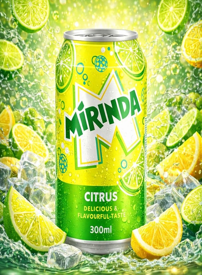 Pepsi Mirinda Citrus Carbonated Soft Drink (Pack of 3) 300ml Can By COUGAR, Refreshing Fizzy Citrus Soda, Delicious & Flavourful Sparkling Beverage, Sweet & Tangy Taste, Ready to Serve Chilled, Single Serve Can for Parties & Everyday Refreshment - (Imported-UAE) - Image 2