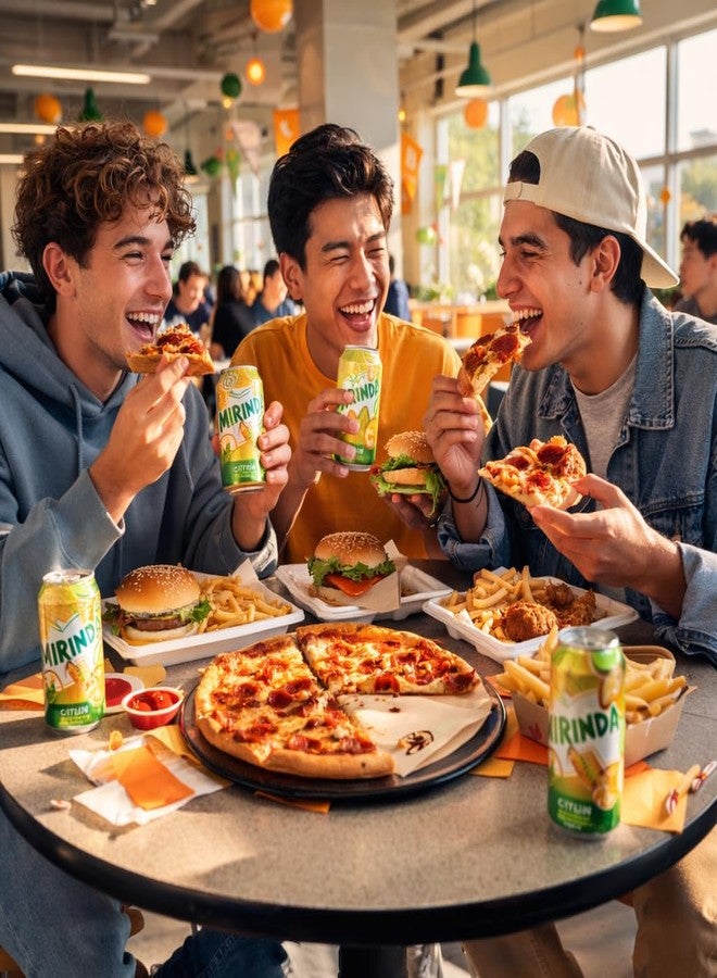 Pepsi Mirinda Citrus Carbonated Soft Drink (Pack of 3) 300ml Can By COUGAR, Refreshing Fizzy Citrus Soda, Delicious & Flavourful Sparkling Beverage, Sweet & Tangy Taste, Ready to Serve Chilled, Single Serve Can for Parties & Everyday Refreshment - (Imported-UAE) - Image 4
